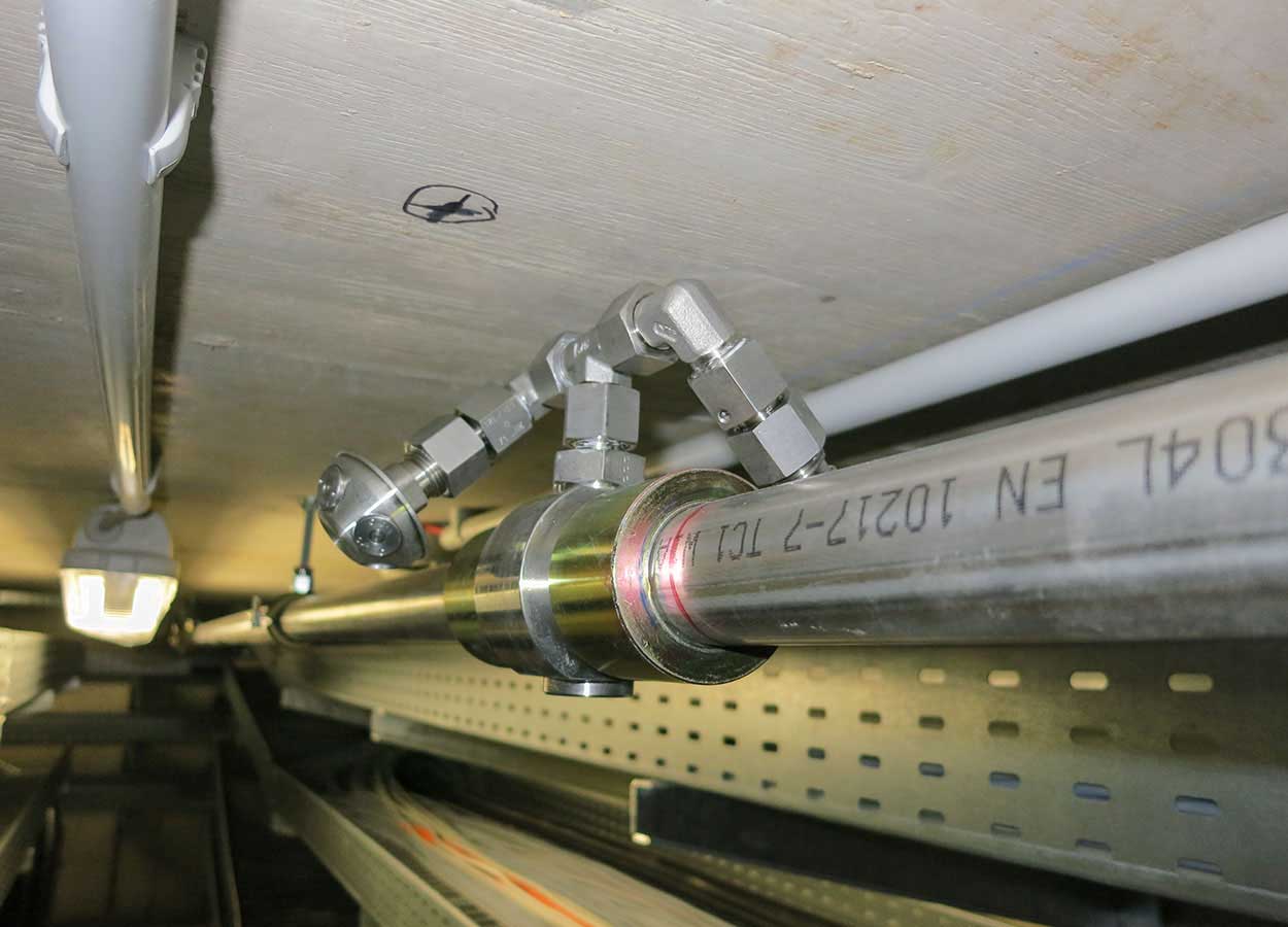 Hochdruck-Wassernebel Brandschutz von Kabelkanälen